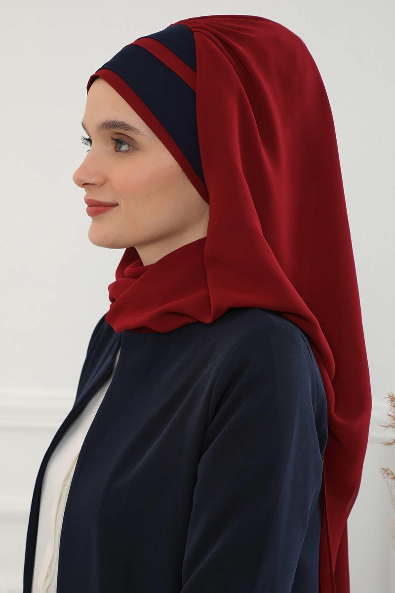 Two Colors Instant Shawl Scarf Chiffon Turban Head Wrap for Women,CPS-83