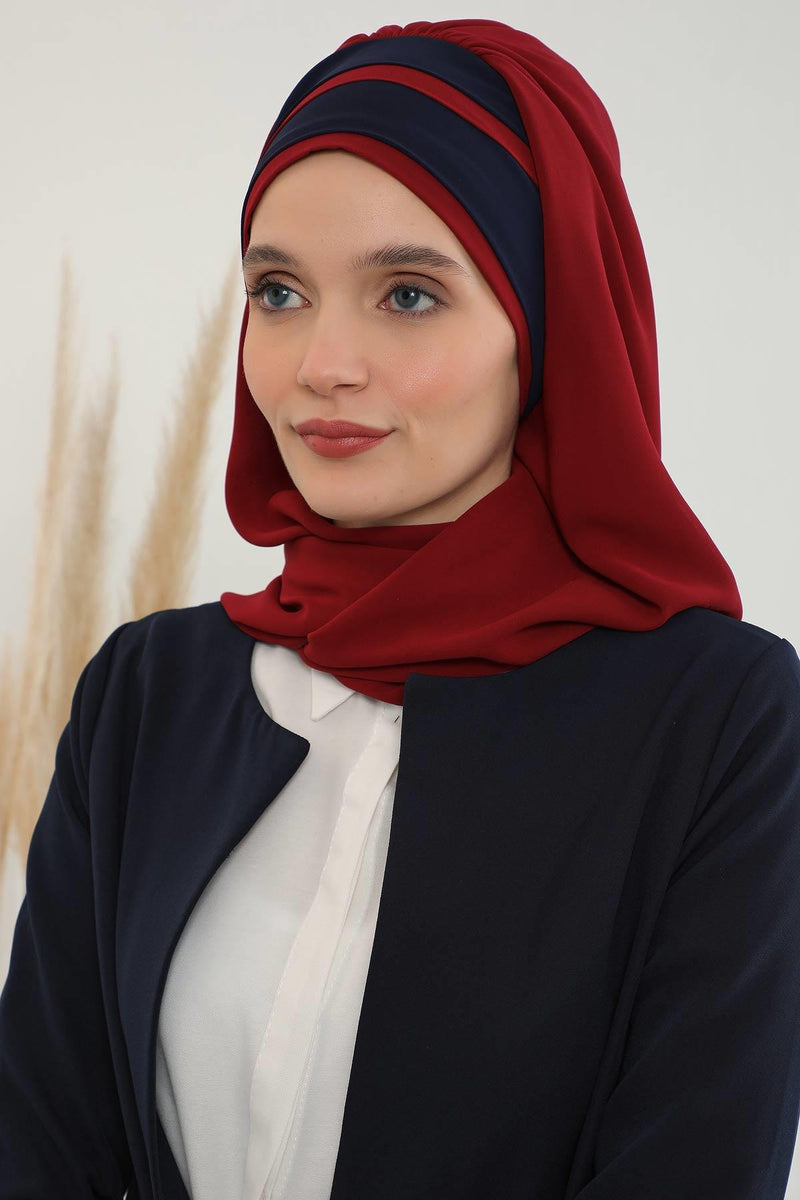 Two Colors Instant Shawl Scarf Chiffon Turban Head Wrap for Women,CPS-83