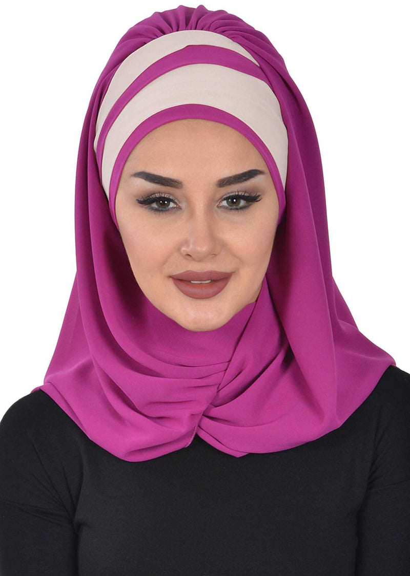 Two Colors Instant Shawl Scarf Chiffon Turban Head Wrap for Women,CPS-83