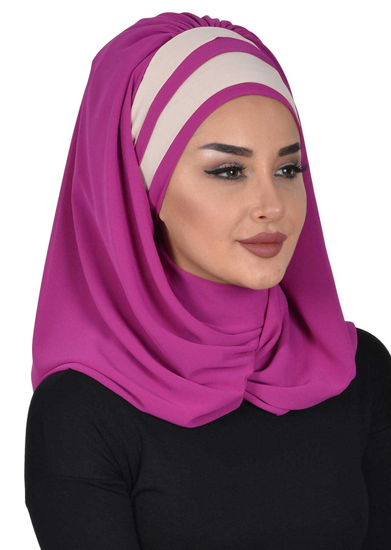 Two Colors Instant Shawl Scarf Chiffon Turban Head Wrap for Women,CPS-83