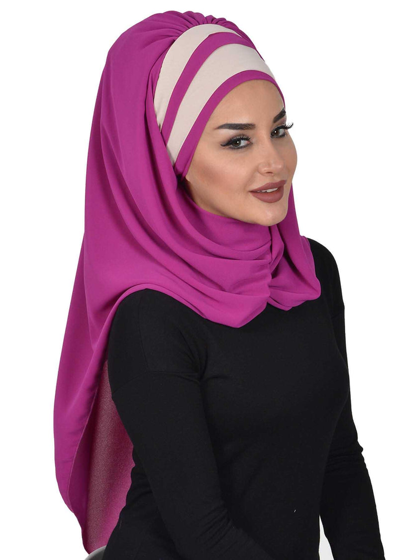 Two Colors Instant Shawl Scarf Chiffon Turban Head Wrap for Women,CPS-83