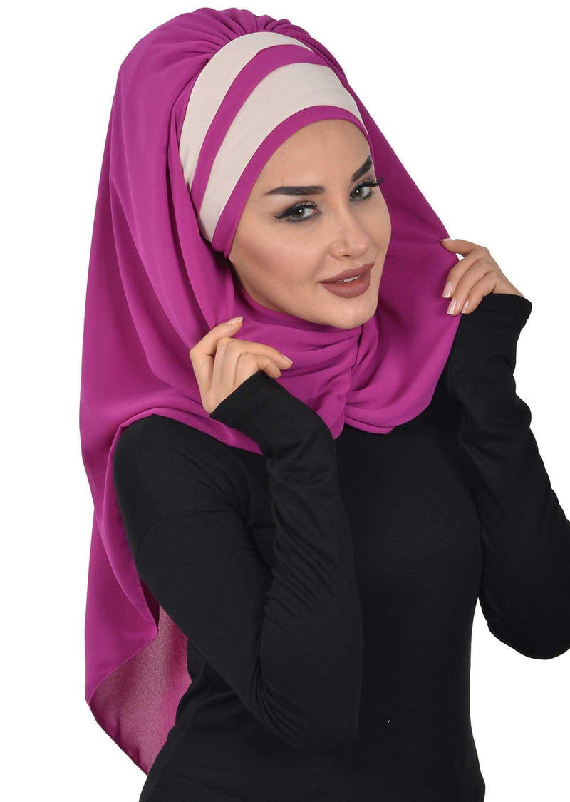 Two Colors Instant Shawl Scarf Chiffon Turban Head Wrap for Women,CPS-83
