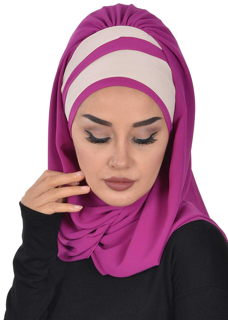 Two Colors Instant Shawl Scarf Chiffon Turban Head Wrap for Women,CPS-83