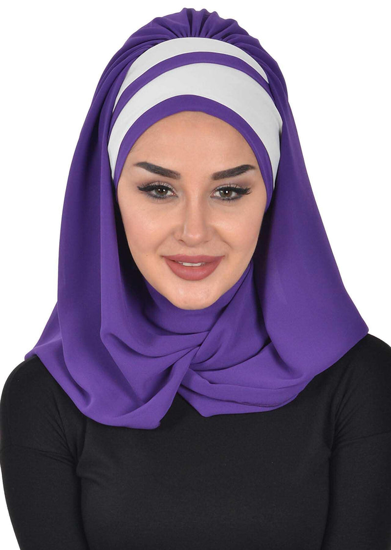 Two Colors Instant Shawl Scarf Chiffon Turban Head Wrap for Women,CPS-83