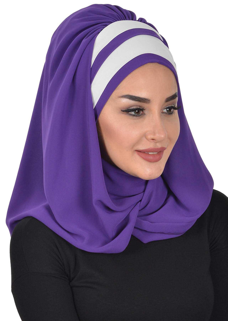 Two Colors Instant Shawl Scarf Chiffon Turban Head Wrap for Women,CPS-83