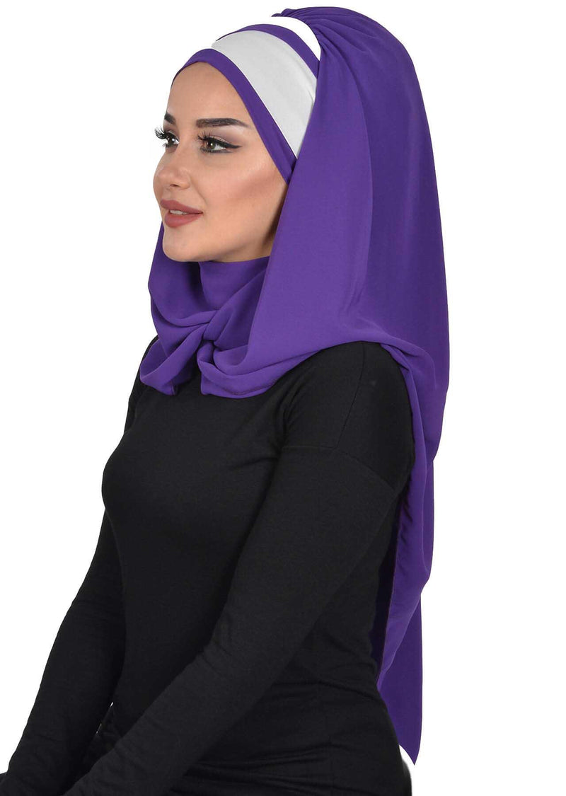 Two Colors Instant Shawl Scarf Chiffon Turban Head Wrap for Women,CPS-83