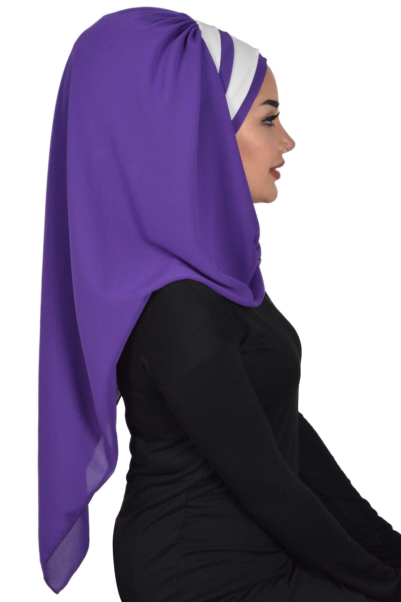 Two Colors Instant Shawl Scarf Chiffon Turban Head Wrap for Women,CPS-83