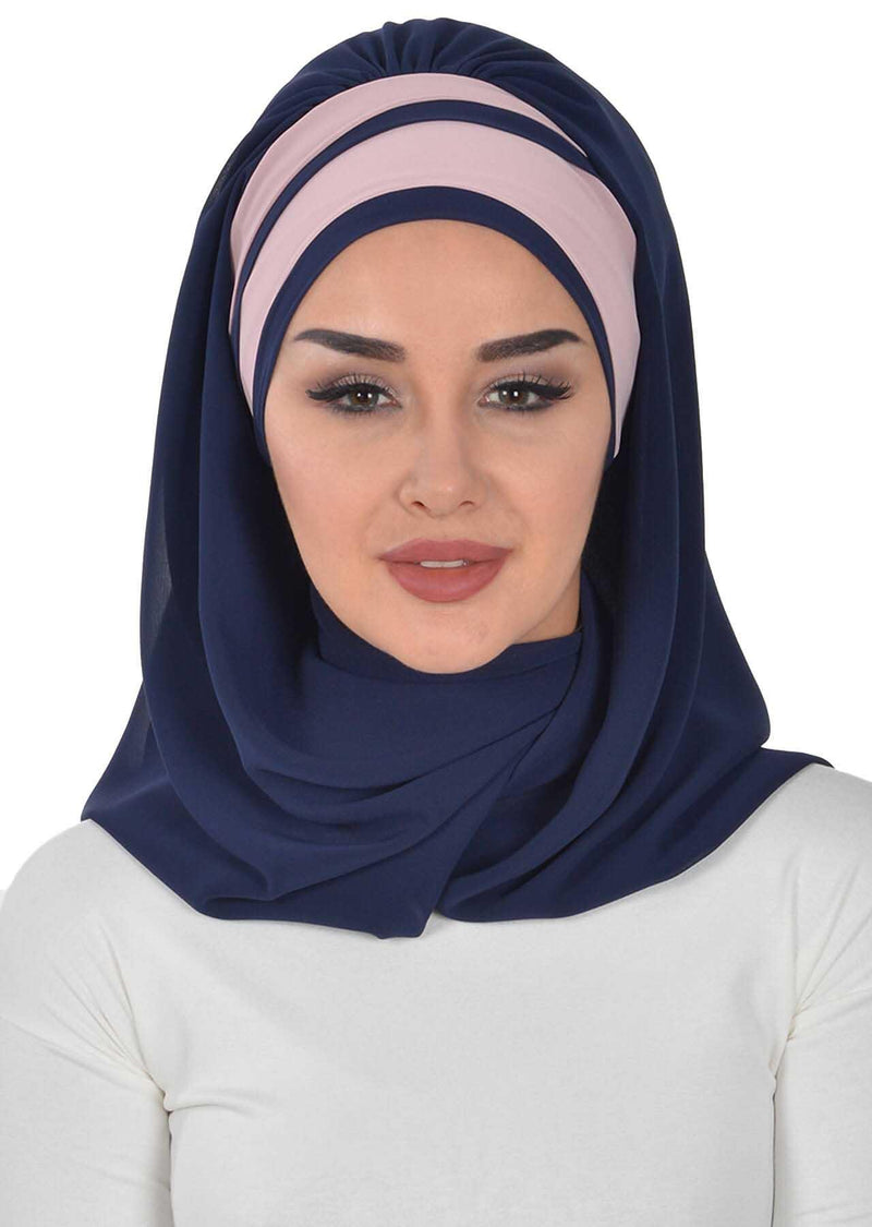 Two Colors Instant Shawl Scarf Chiffon Turban Head Wrap for Women,CPS-83