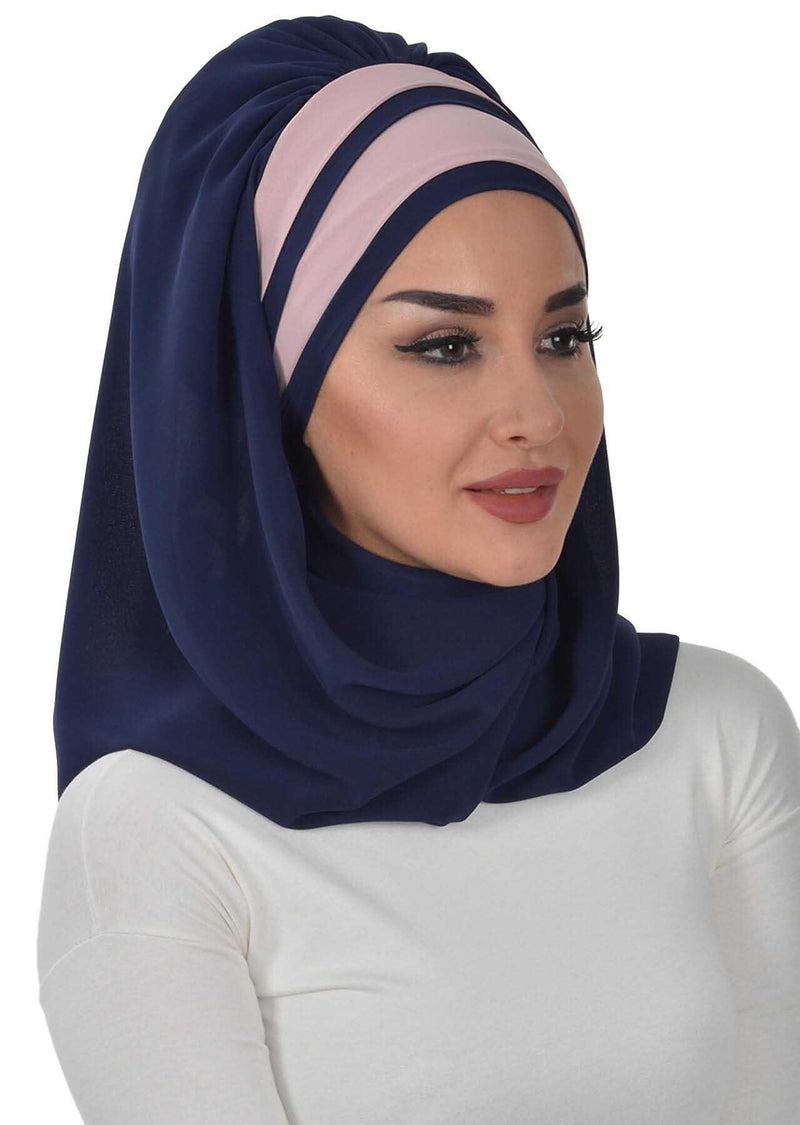 Two Colors Instant Shawl Scarf Chiffon Turban Head Wrap for Women,CPS-83
