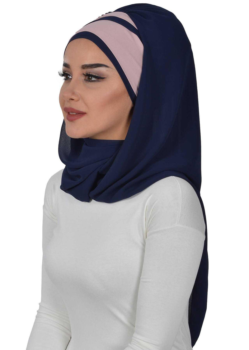 Two Colors Instant Shawl Scarf Chiffon Turban Head Wrap for Women,CPS-83