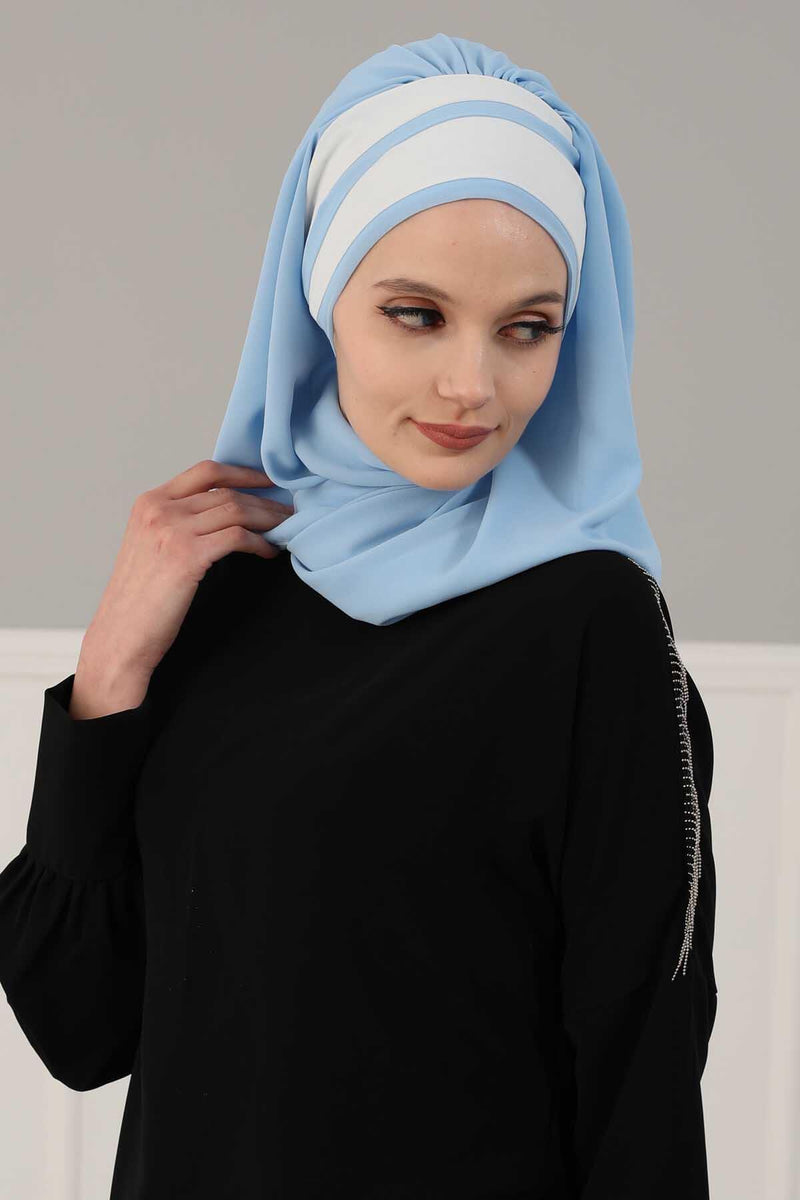 Two Colors Instant Shawl Scarf Chiffon Turban Head Wrap for Women,CPS-83