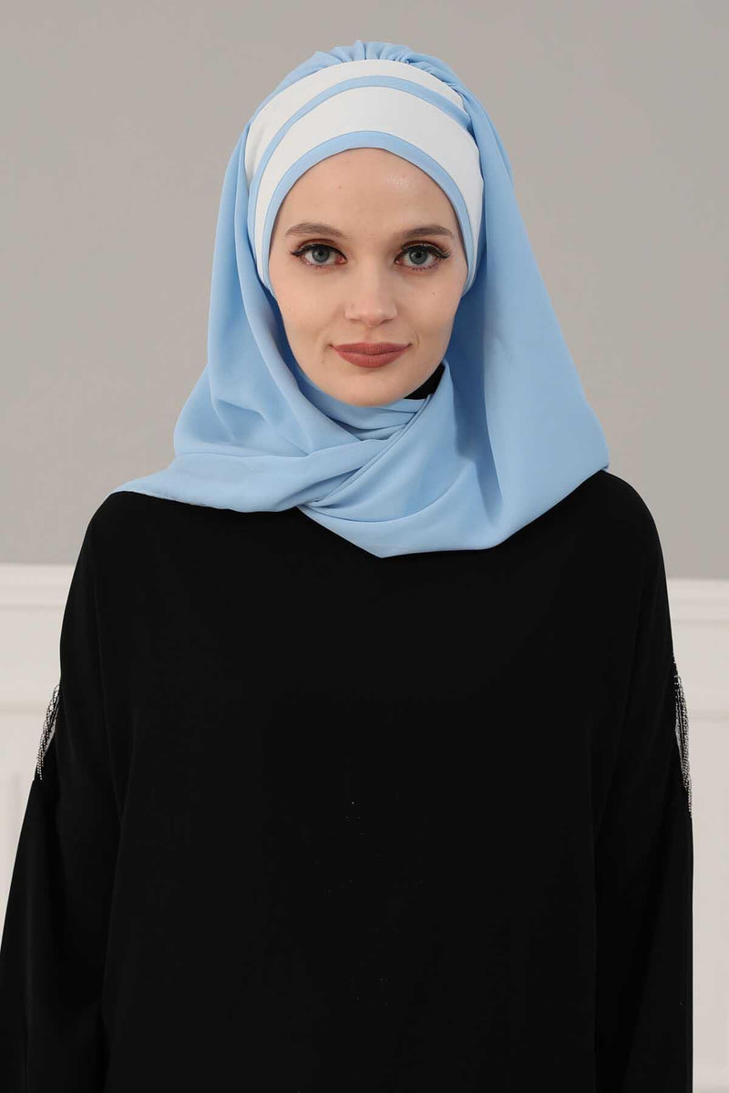 Two Colors Instant Shawl Scarf Chiffon Turban Head Wrap for Women,CPS-83