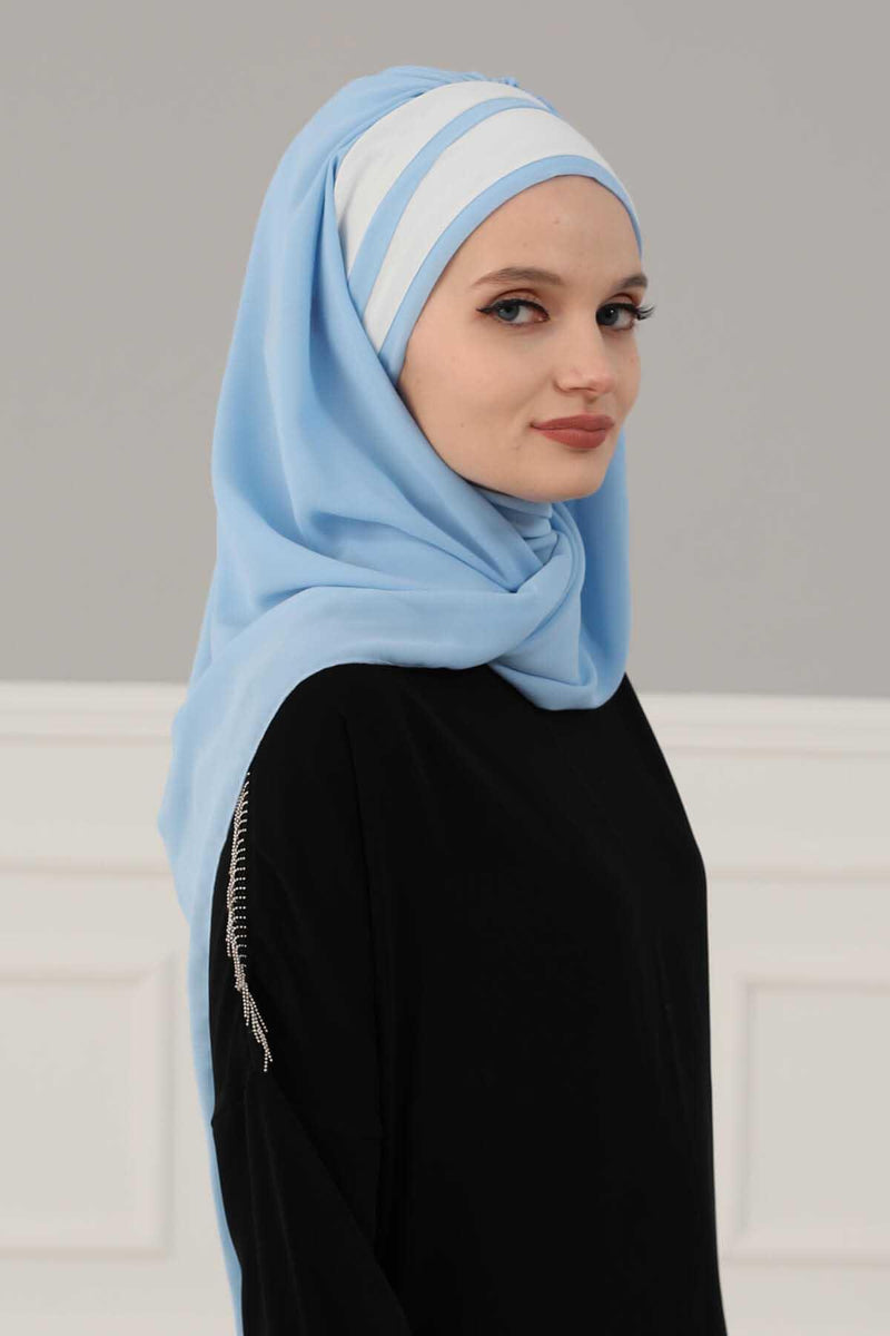 Two Colors Instant Shawl Scarf Chiffon Turban Head Wrap for Women,CPS-83