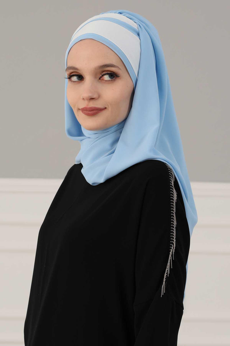 Two Colors Instant Shawl Scarf Chiffon Turban Head Wrap for Women,CPS-83