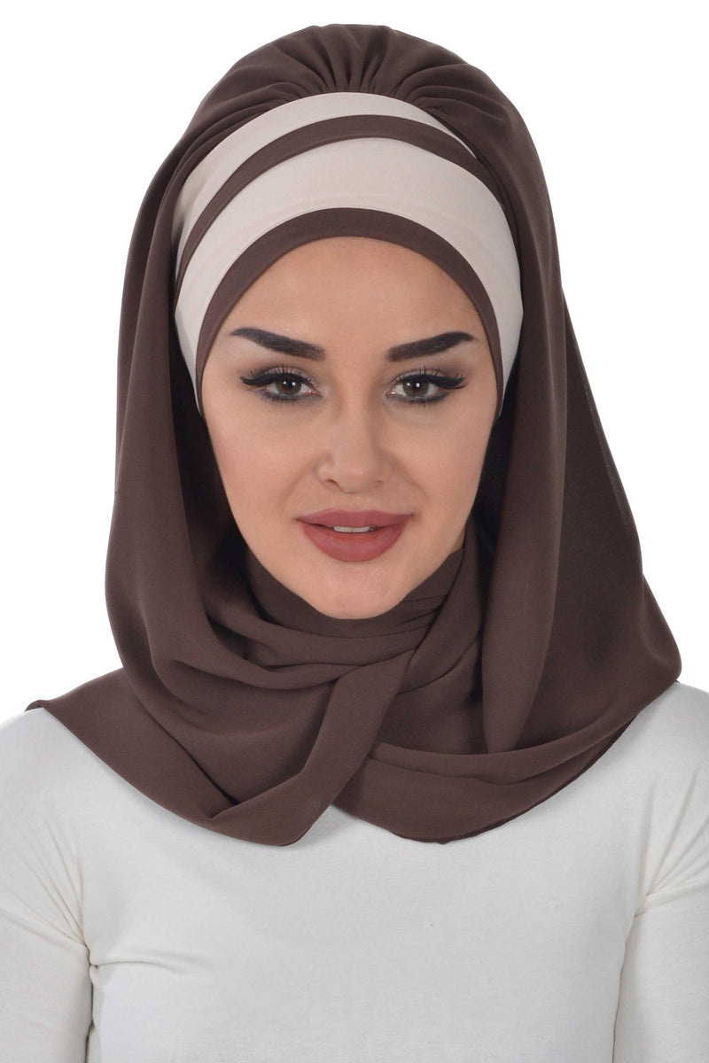 Two Colors Instant Shawl Scarf Chiffon Turban Head Wrap for Women,CPS-83