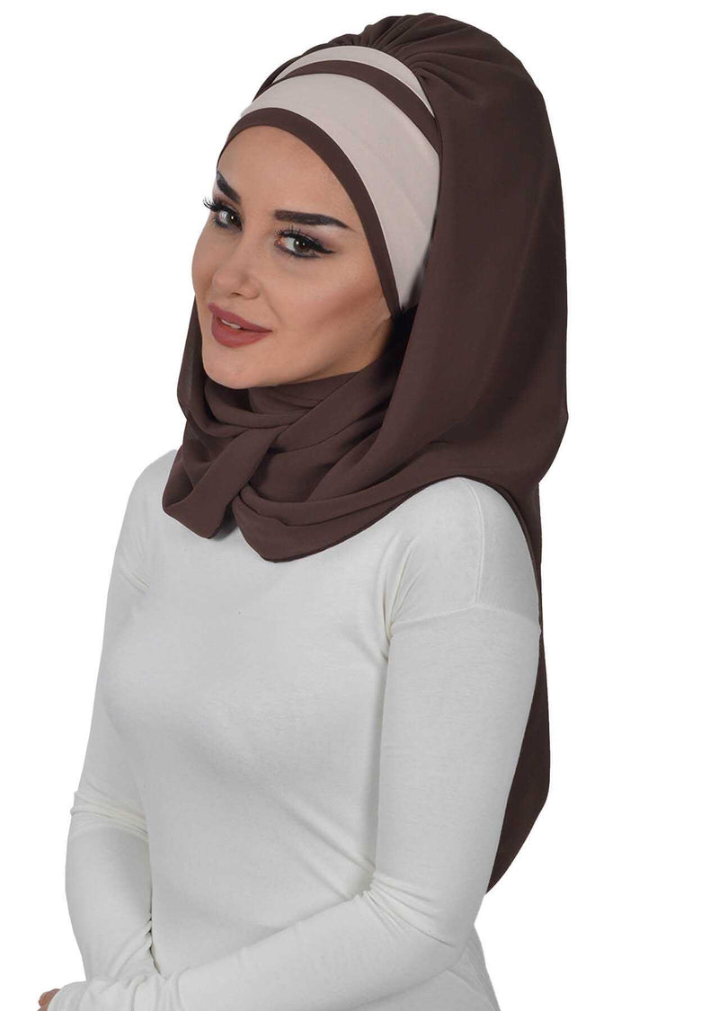 Two Colors Instant Shawl Scarf Chiffon Turban Head Wrap for Women,CPS-83