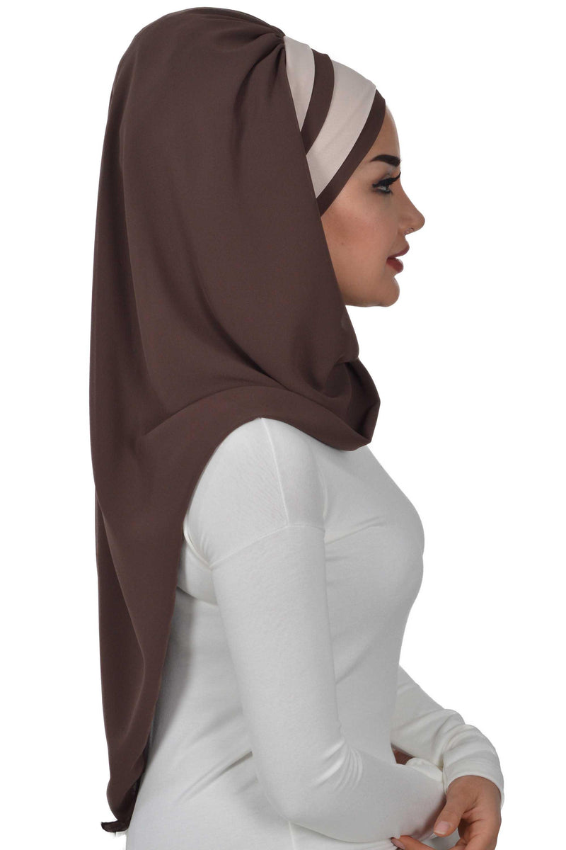 Two Colors Instant Shawl Scarf Chiffon Turban Head Wrap for Women,CPS-83