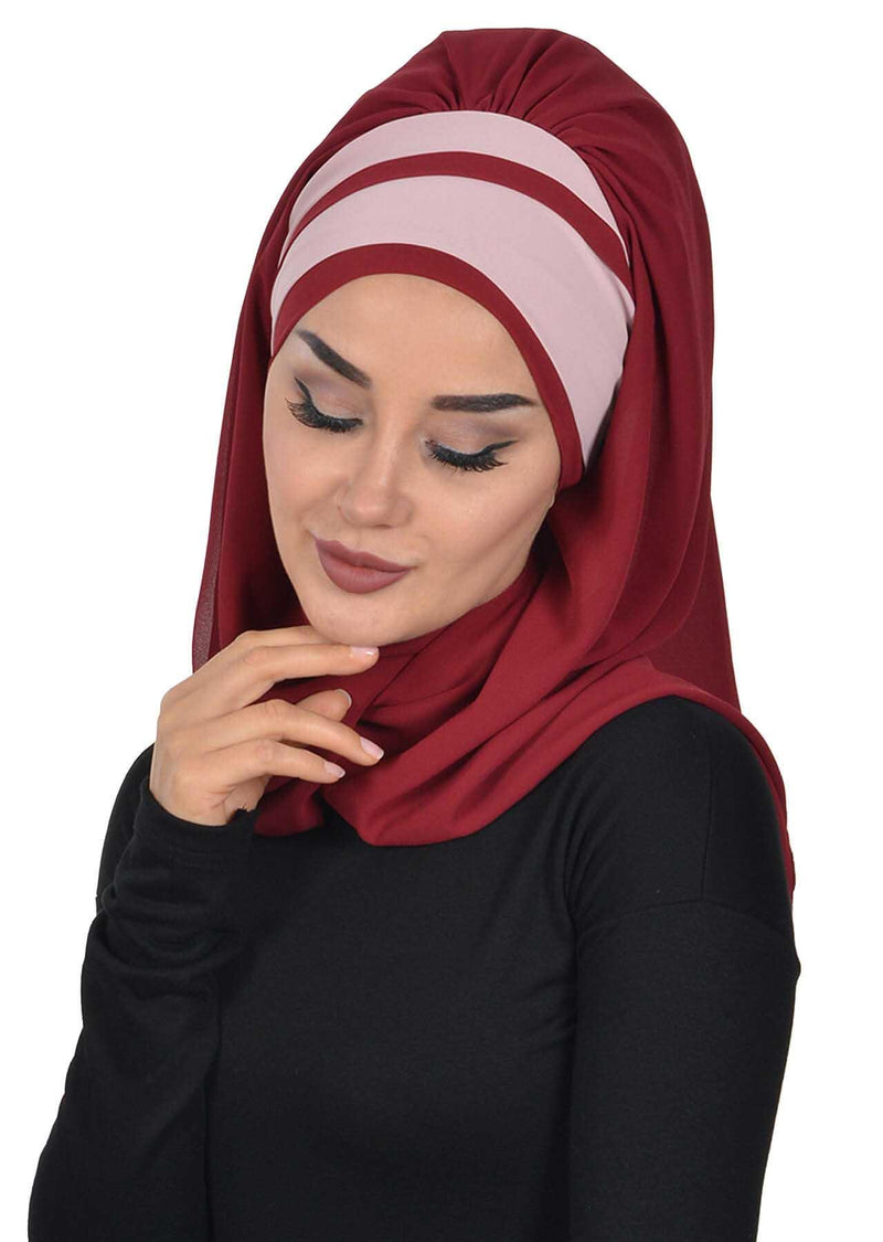 Two Colors Instant Shawl Scarf Chiffon Turban Head Wrap for Women,CPS-83