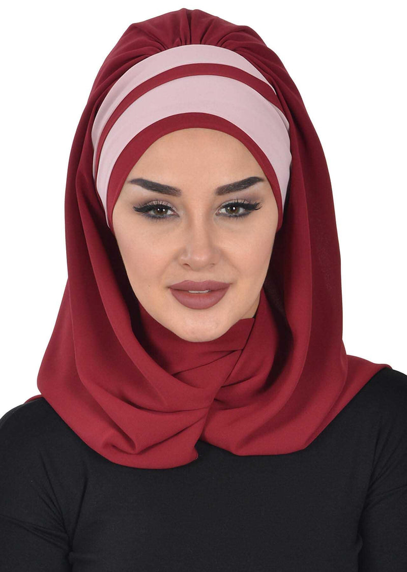 Two Colors Instant Shawl Scarf Chiffon Turban Head Wrap for Women,CPS-83
