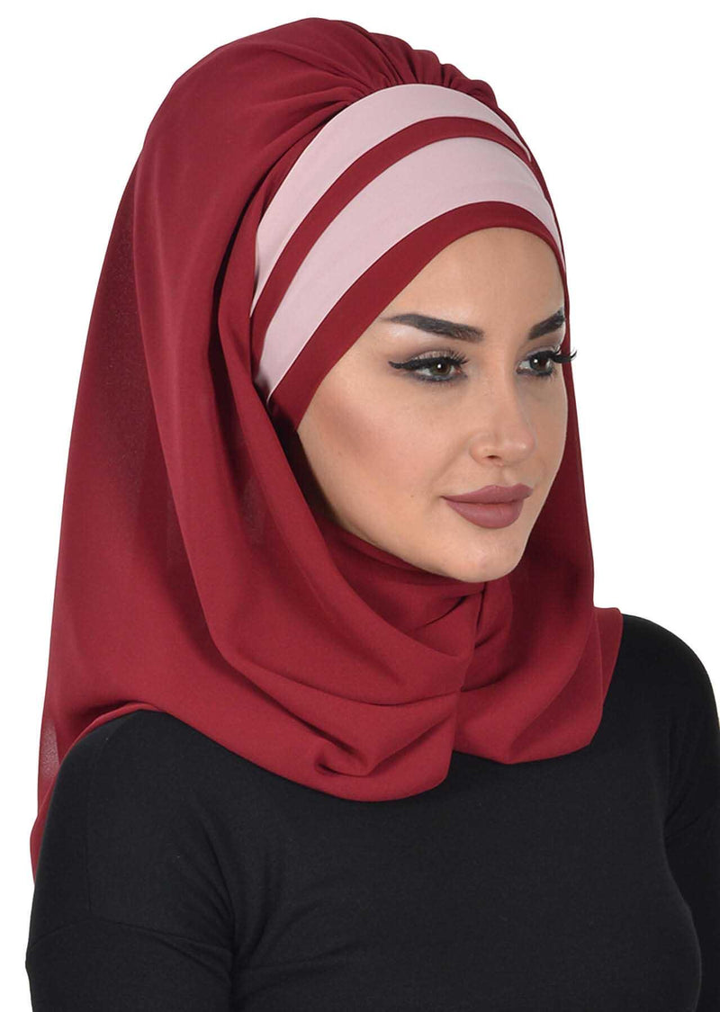 Two Colors Instant Shawl Scarf Chiffon Turban Head Wrap for Women,CPS-83