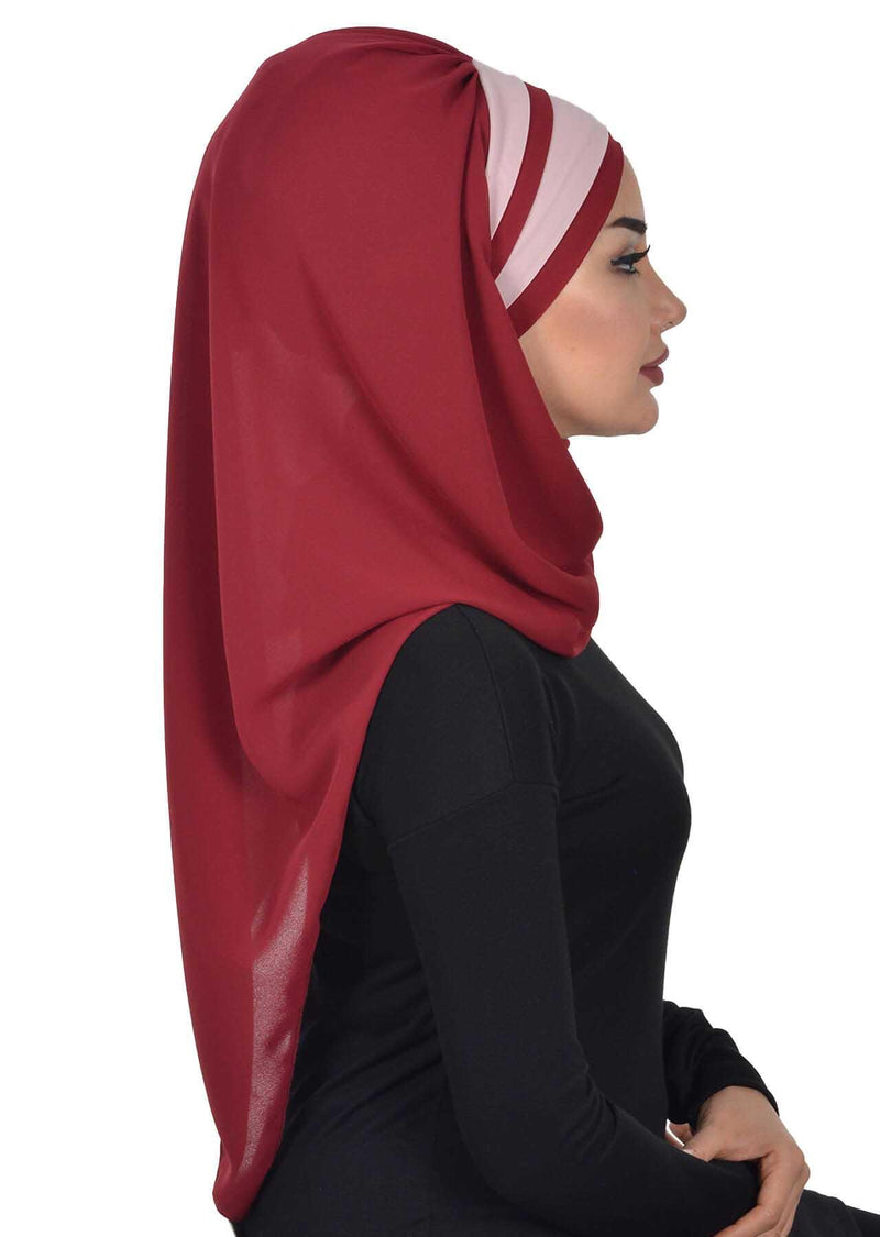 Two Colors Instant Shawl Scarf Chiffon Turban Head Wrap for Women,CPS-83