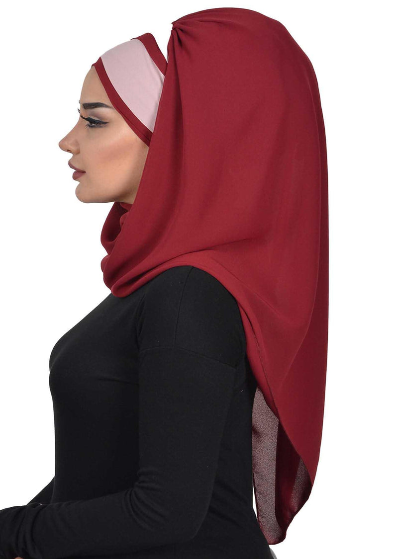 Two Colors Instant Shawl Scarf Chiffon Turban Head Wrap for Women,CPS-83