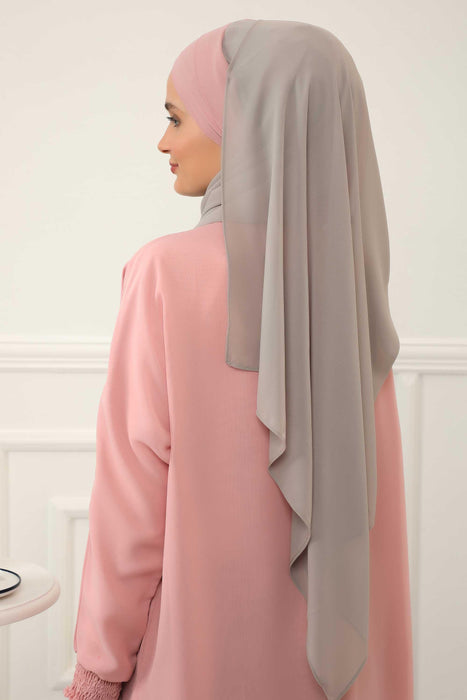 Two Colors Instant Shawl Scarf Chiffon Turban Head Wrap for Women,CPS-84 Powder - Mink