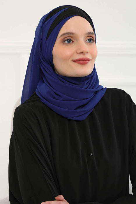 Two Colors Instant Shawl Scarf Chiffon Turban Head Wrap for Women,CPS-84