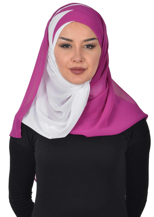 Stylish Double Layer Instant Chiffon Shawl Hijab for Women, Stylish Breathable Women Shawl Headscarf, Dual-Color Chiffon Shawl,CPS-84