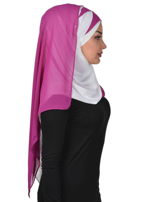 Stylish Double Layer Instant Chiffon Shawl Hijab for Women, Stylish Breathable Women Shawl Headscarf, Dual-Color Chiffon Shawl,CPS-84