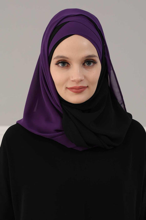 Stylish Double Layer Instant Chiffon Shawl Hijab for Women, Stylish Breathable Women Shawl Headscarf, Dual-Color Chiffon Shawl,CPS-84