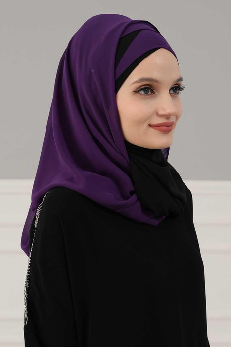 Stylish Double Layer Instant Chiffon Shawl Hijab for Women, Stylish Breathable Women Shawl Headscarf, Dual-Color Chiffon Shawl,CPS-84