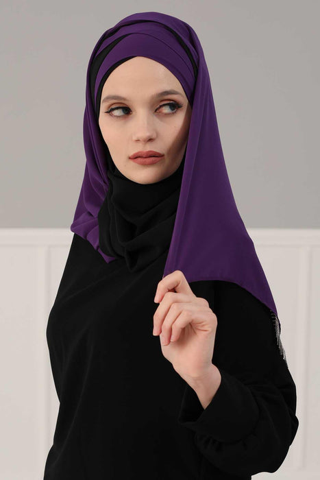 Stylish Double Layer Instant Chiffon Shawl Hijab for Women, Stylish Breathable Women Shawl Headscarf, Dual-Color Chiffon Shawl,CPS-84