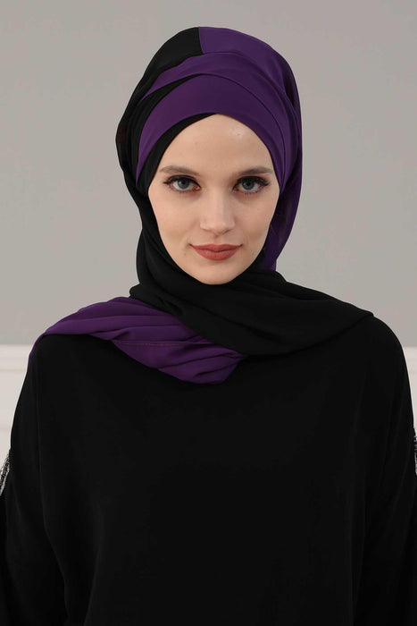 Stylish Double Layer Instant Chiffon Shawl Hijab for Women, Stylish Breathable Women Shawl Headscarf, Dual-Color Chiffon Shawl,CPS-84