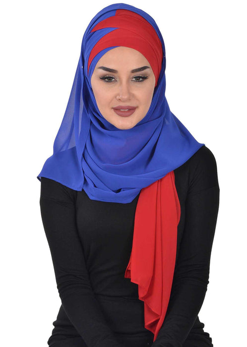 Stylish Double Layer Instant Chiffon Shawl Hijab for Women, Stylish Breathable Women Shawl Headscarf, Dual-Color Chiffon Shawl,CPS-84