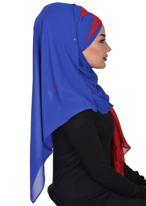 Stylish Double Layer Instant Chiffon Shawl Hijab for Women, Stylish Breathable Women Shawl Headscarf, Dual-Color Chiffon Shawl,CPS-84