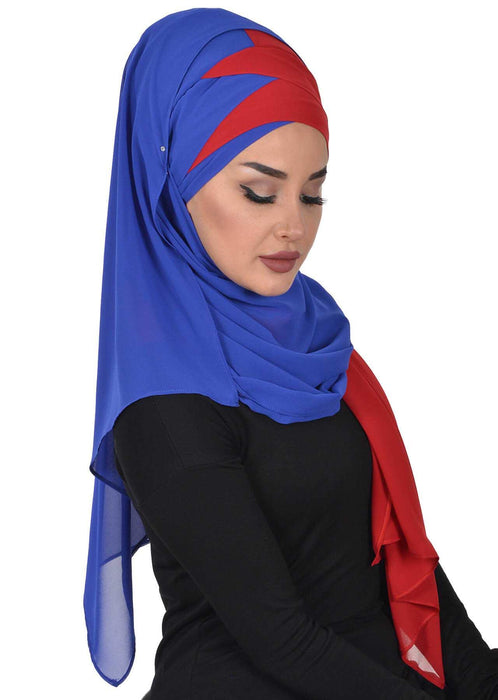 Stylish Double Layer Instant Chiffon Shawl Hijab for Women, Stylish Breathable Women Shawl Headscarf, Dual-Color Chiffon Shawl,CPS-84