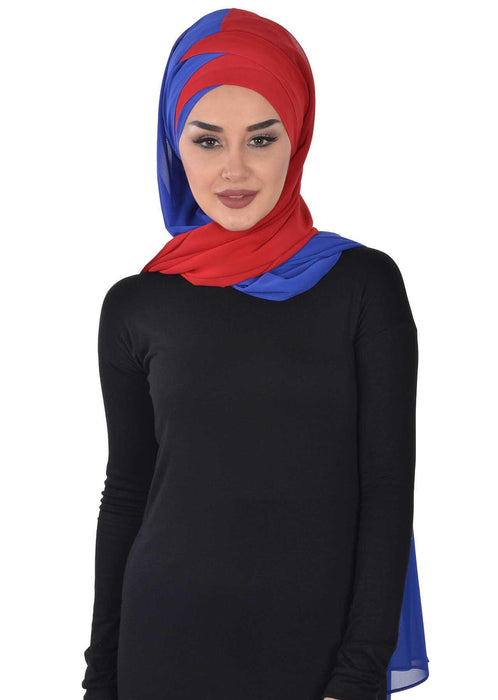 Stylish Double Layer Instant Chiffon Shawl Hijab for Women, Stylish Breathable Women Shawl Headscarf, Dual-Color Chiffon Shawl,CPS-84