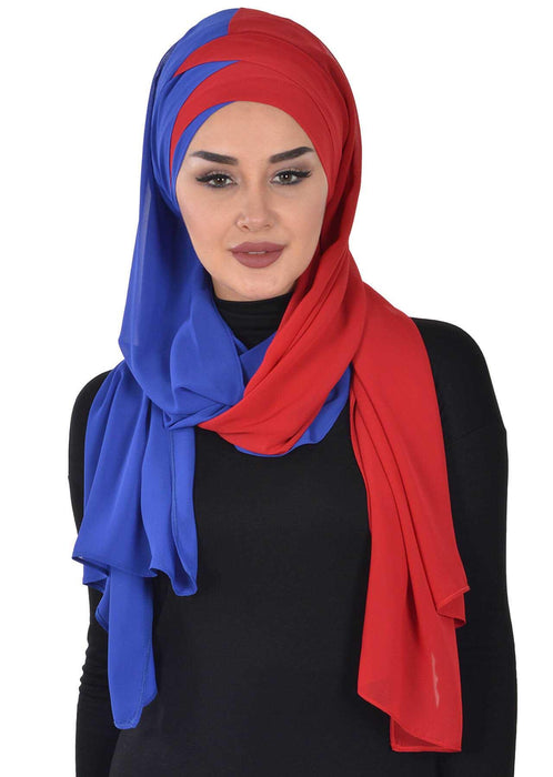 Stylish Double Layer Instant Chiffon Shawl Hijab for Women, Stylish Breathable Women Shawl Headscarf, Dual-Color Chiffon Shawl,CPS-84