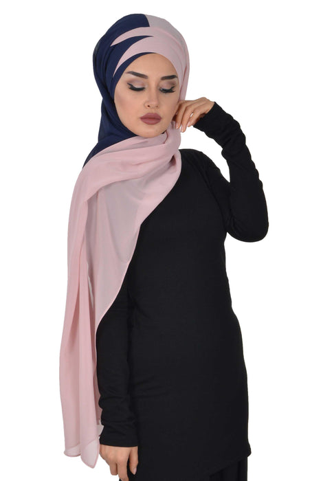 Stylish Double Layer Instant Chiffon Shawl Hijab for Women, Stylish Breathable Women Shawl Headscarf, Dual-Color Chiffon Shawl,CPS-84