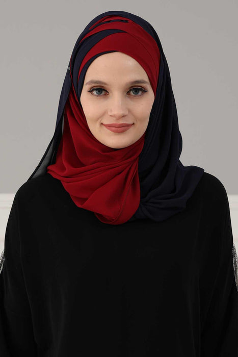 Stylish Double Layer Instant Chiffon Shawl Hijab for Women, Stylish Breathable Women Shawl Headscarf, Dual-Color Chiffon Shawl,CPS-84