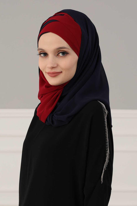 Stylish Double Layer Instant Chiffon Shawl Hijab for Women, Stylish Breathable Women Shawl Headscarf, Dual-Color Chiffon Shawl,CPS-84