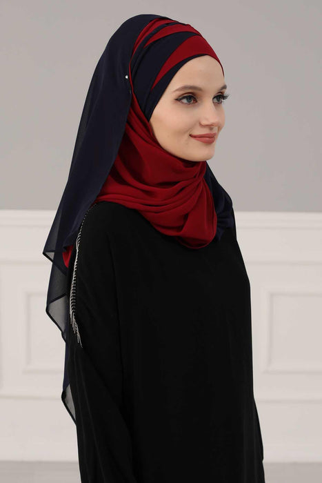 Stylish Double Layer Instant Chiffon Shawl Hijab for Women, Stylish Breathable Women Shawl Headscarf, Dual-Color Chiffon Shawl,CPS-84