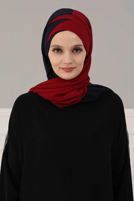 Stylish Double Layer Instant Chiffon Shawl Hijab for Women, Stylish Breathable Women Shawl Headscarf, Dual-Color Chiffon Shawl,CPS-84