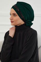 Two Colors Instant Turban Lightweight Chiffon and Sequined Scarf Head Turbans For Women Headwear Stylish Elegant Design,HT-47P