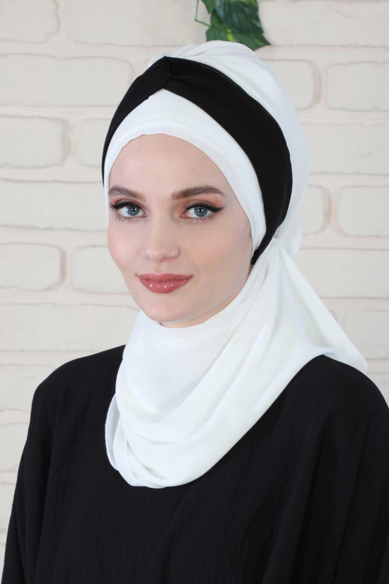 Two Colors Instant Turban Lightweight Multicolor Chiffon Scarf Head Turbans For Women Headwear Stylish Elegant Design,HT-46