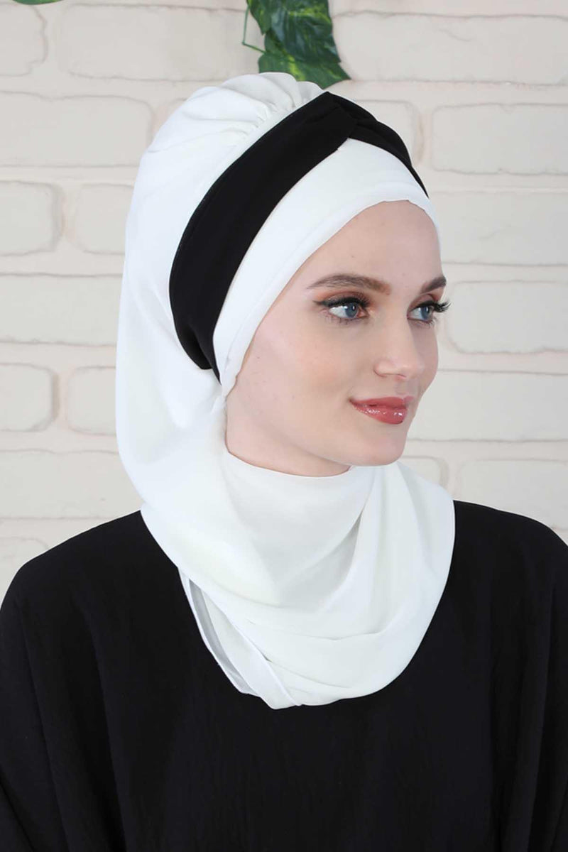Two Colors Instant Turban Lightweight Multicolor Chiffon Scarf Head Turbans For Women Headwear Stylish Elegant Design,HT-46
