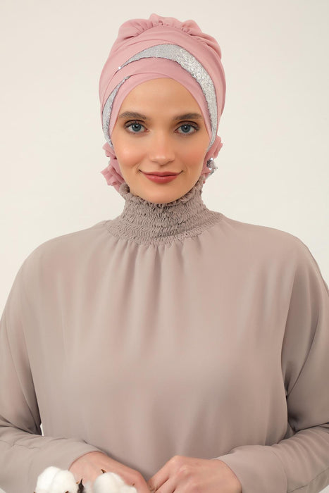 Pailletten Spezielles Design Instant Chiffon Turban Head Wrap Multicolor Pailletten Stilvolles Design Glitter Chiffon Instant Turban,HT-47P,HT-47P