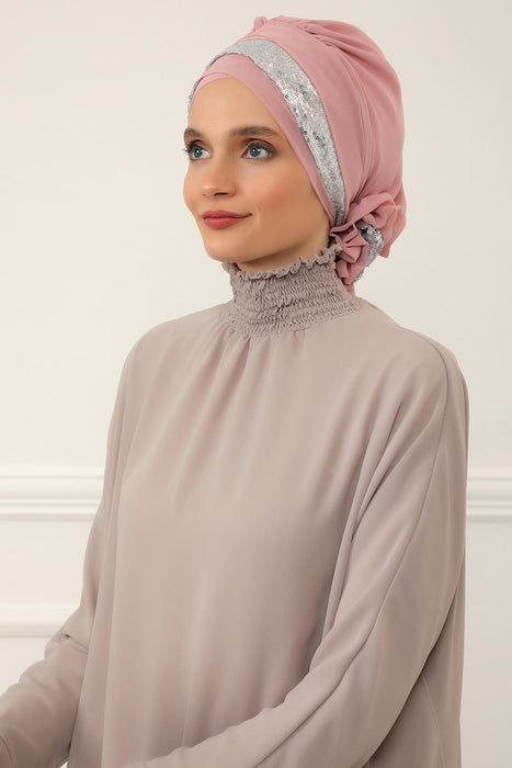 Pailletten Spezielles Design Instant Chiffon Turban Head Wrap Multicolor Pailletten Stilvolles Design Glitter Chiffon Instant Turban,HT-47P,HT-47P