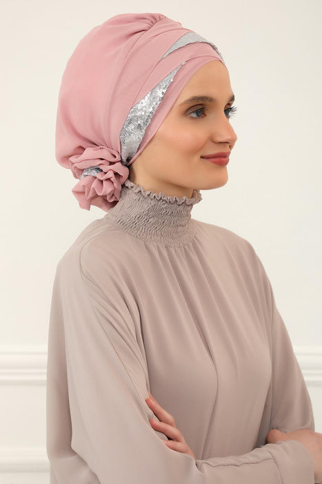 Pailletten Spezielles Design Instant Chiffon Turban Head Wrap Multicolor Pailletten Stilvolles Design Glitter Chiffon Instant Turban,HT-47P,HT-47P